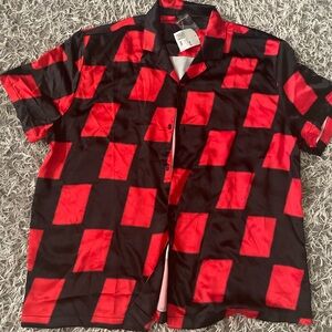 FOREVER 21 Red and Black Checkered Men's Shirt